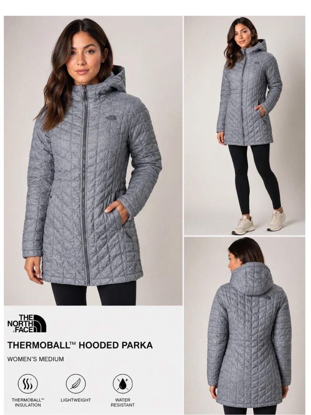 The North Face Thermoball Hooded Parka Gray Large - Picture 16 of 16
